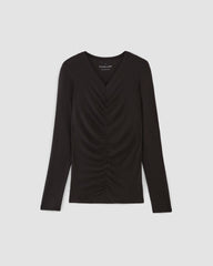 The Ruched V-Neck Tee in Butterluxe | Black