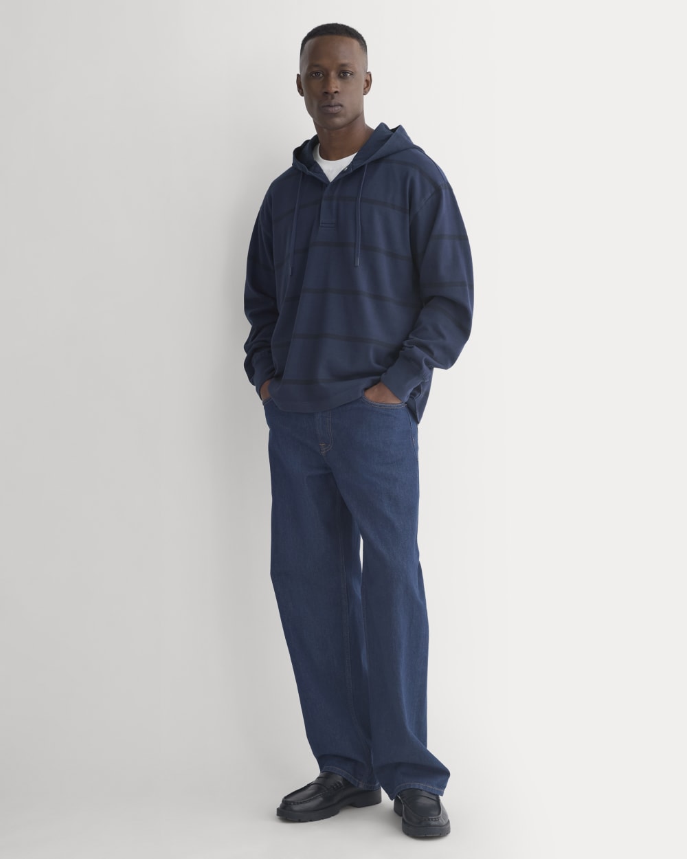 Vintage Rugby Hoodie | Dark Sapphire Stripe