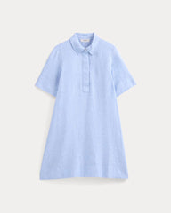 Mini Popover Shirtdress in Linen | Light Blue