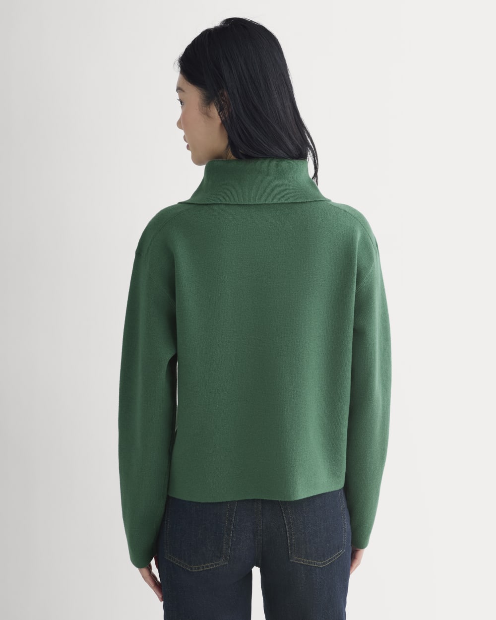 Double Knit Half-Zip in Cotton Merino | Hunter Green