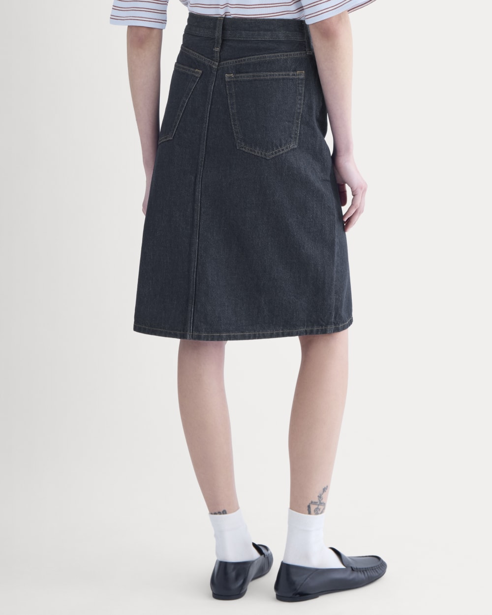 Mid-Rise Denim Midi Skirt | Tungsten Rinse