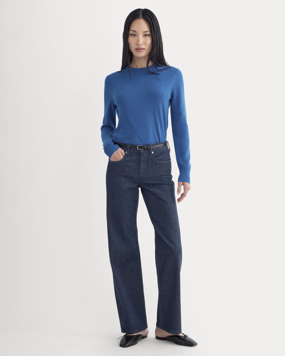 Cashmere Slim Crew Sweater | Classic Blue