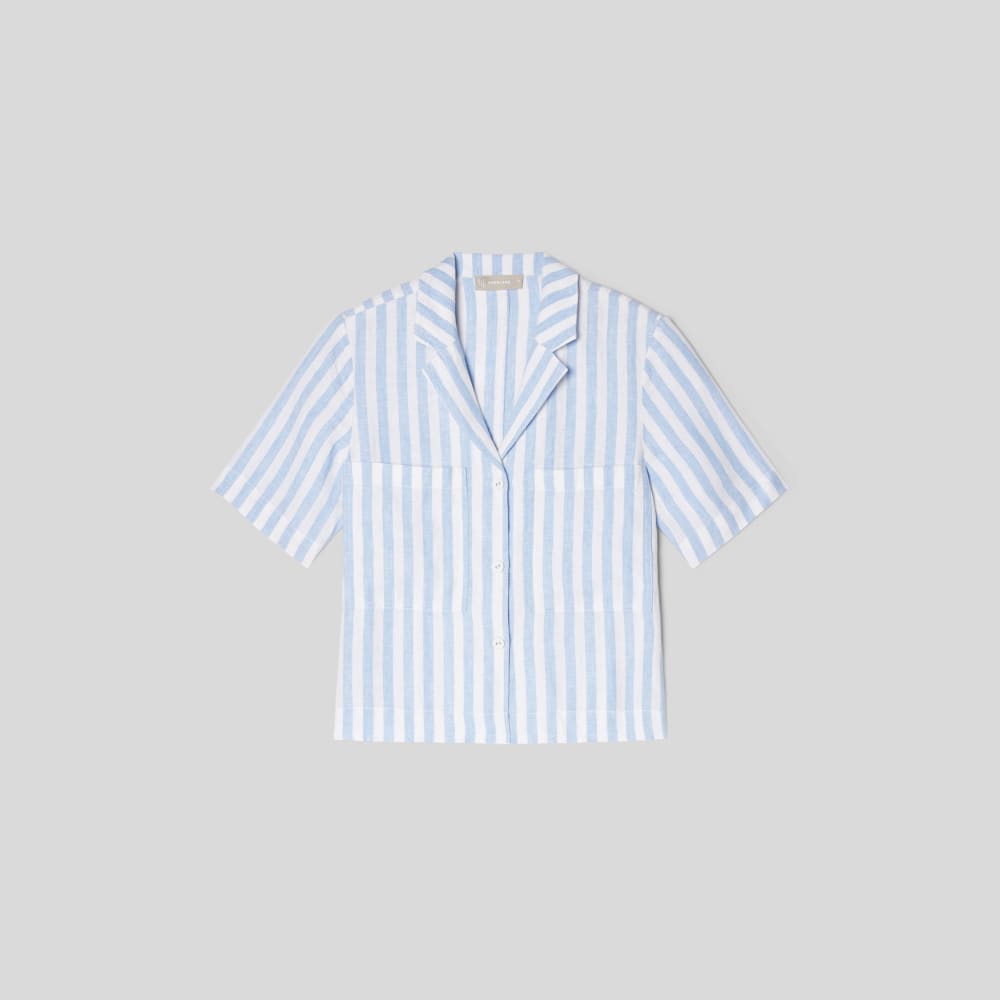 The Linen Workwear Shirt | Blue / White