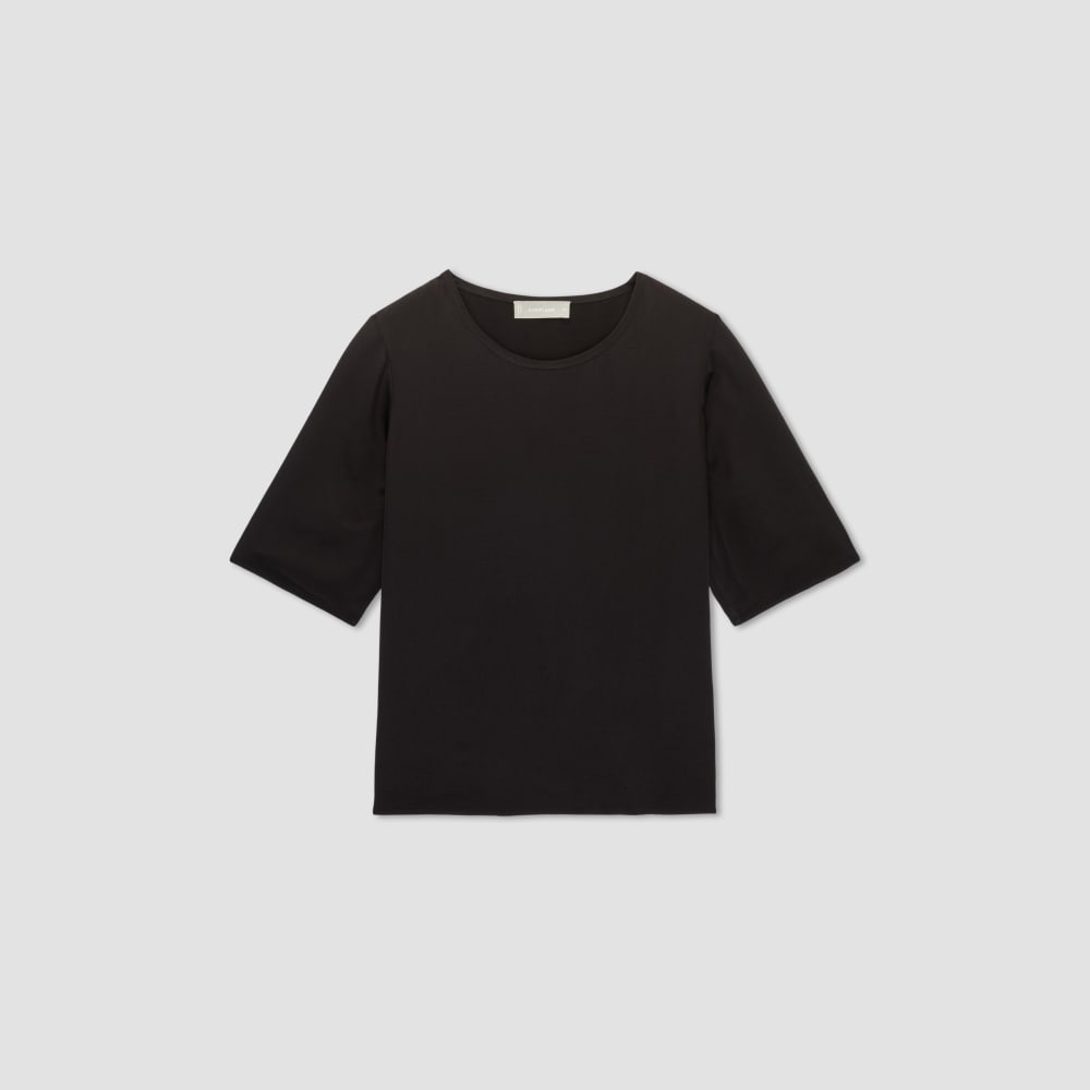 The Satin Relaxed Tee | Black
