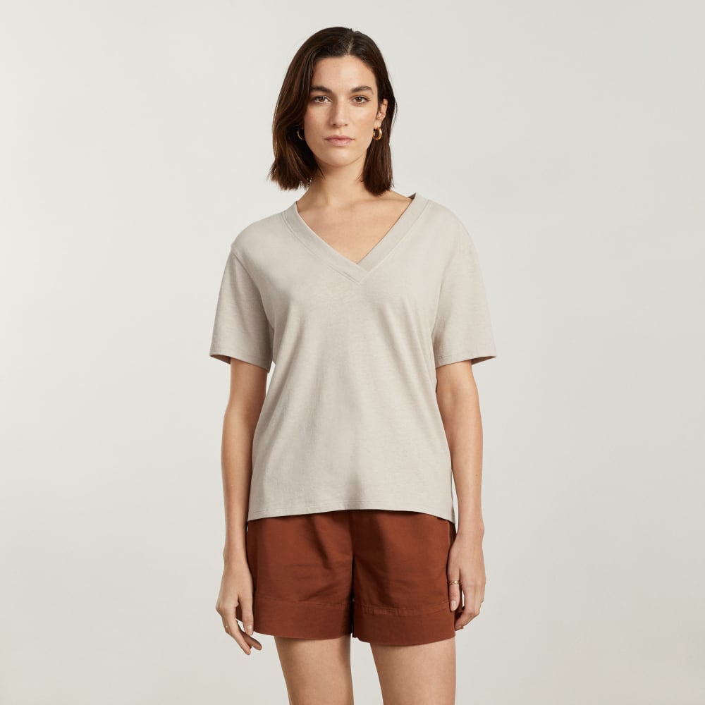 The Vintage V-Neck Hemp Tee | Moonlit Cloud