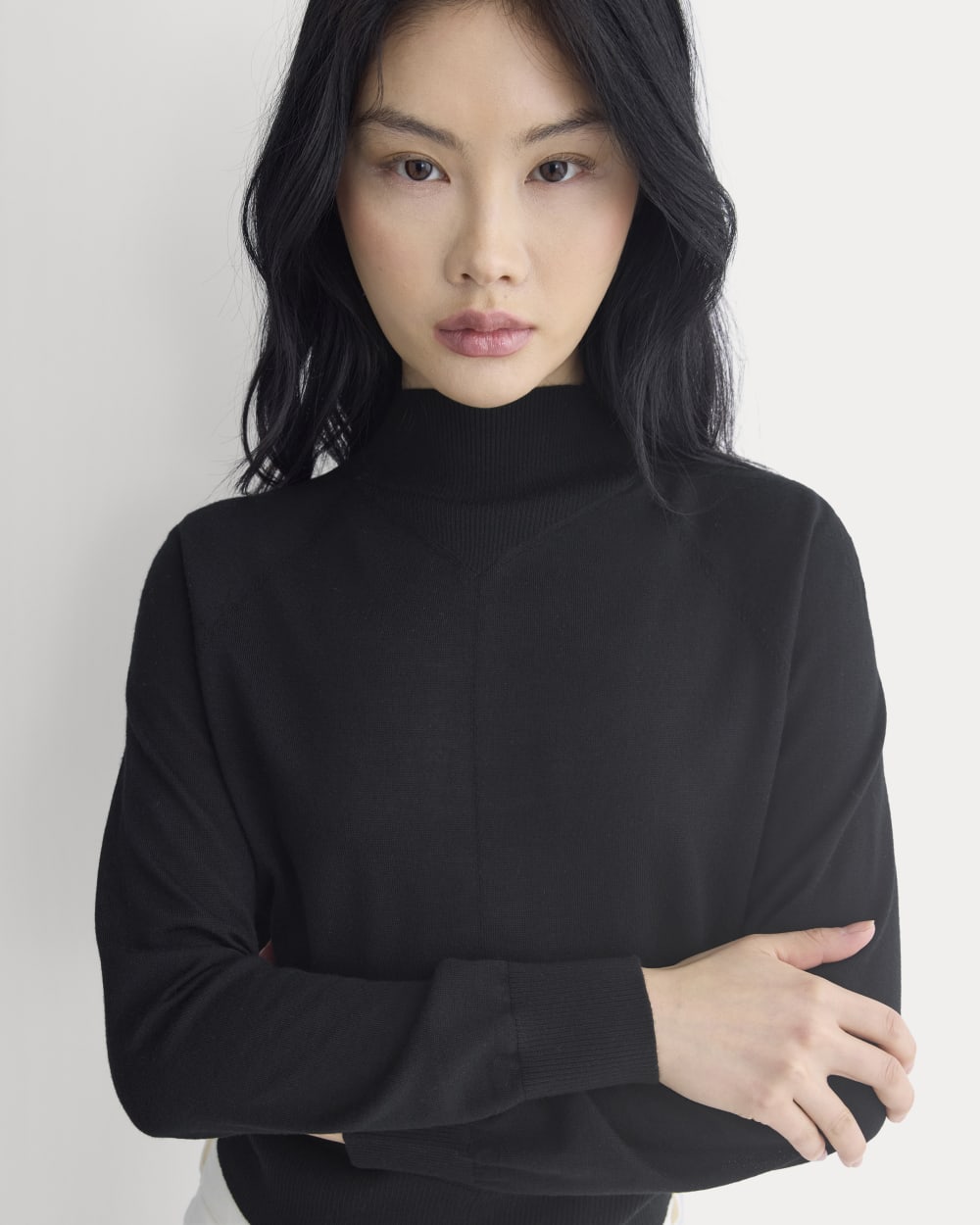 Mockneck Sweater In Ultrafine Merino | Black