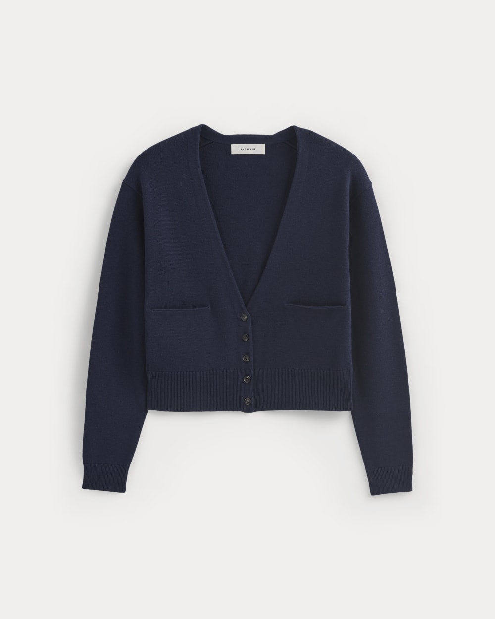 Deep V-Neck Cardigan in Cotton Merino | Navy