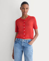 The Air Alpaca™ Short-Sleeve Cardigan | Fiery Red