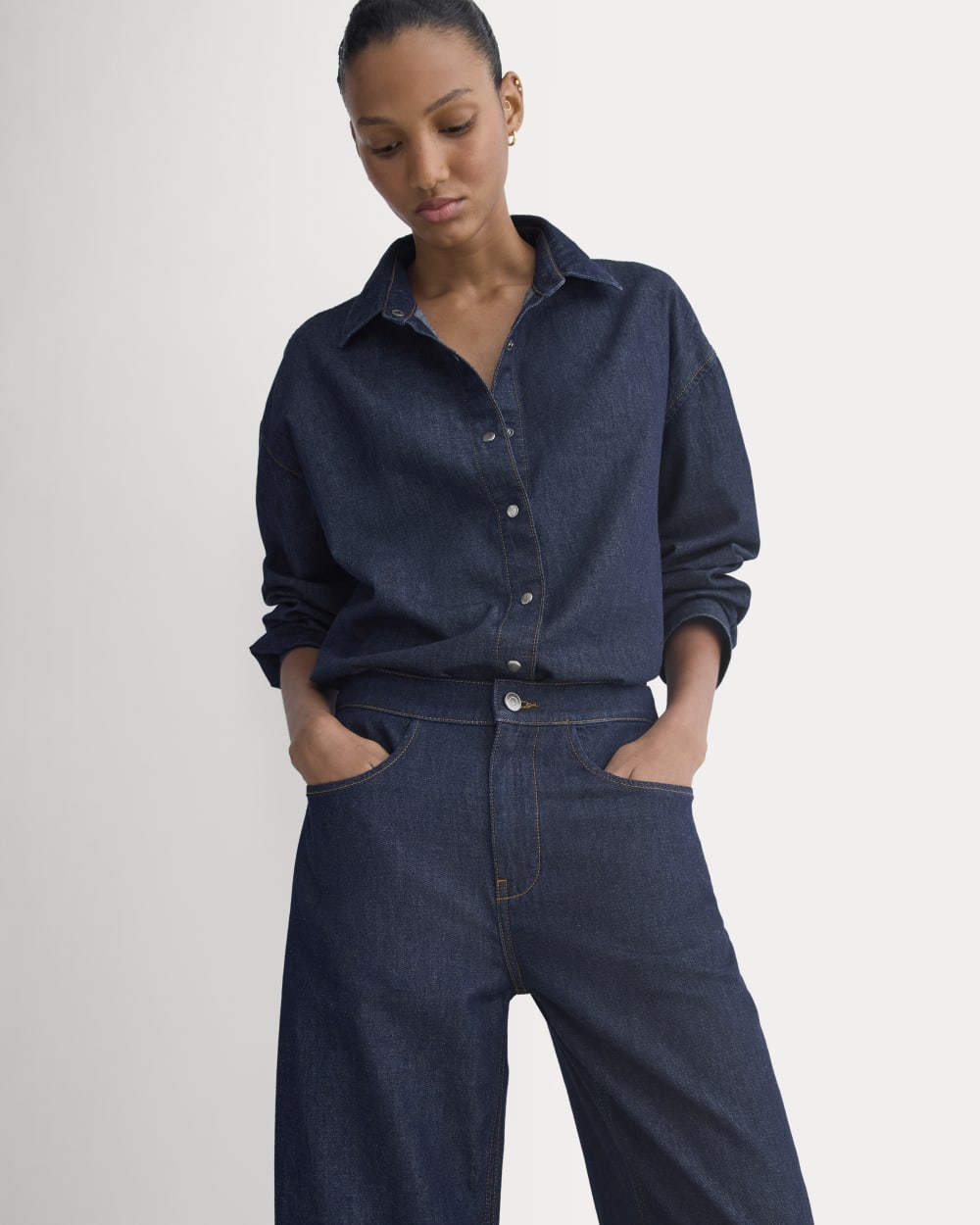 Everlane x Elena Bonvicini Crescent Barrel Jean | Deep Bay Indigo