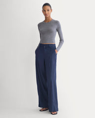 The Cropped Crew Top in Ultrafine Merino | Heather Mid Grey