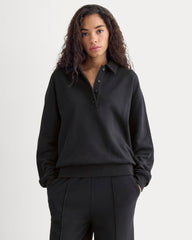 Lightweight Terry Polo Sweatshirt | Black