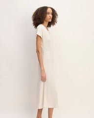 The Rib-Knit Cap-Sleeve Midi Dress | Bone