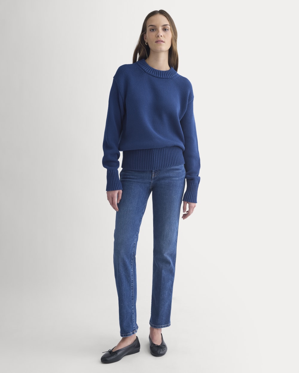 Oversized Cocoon Crew in Elevated Cotton | Estate Blue