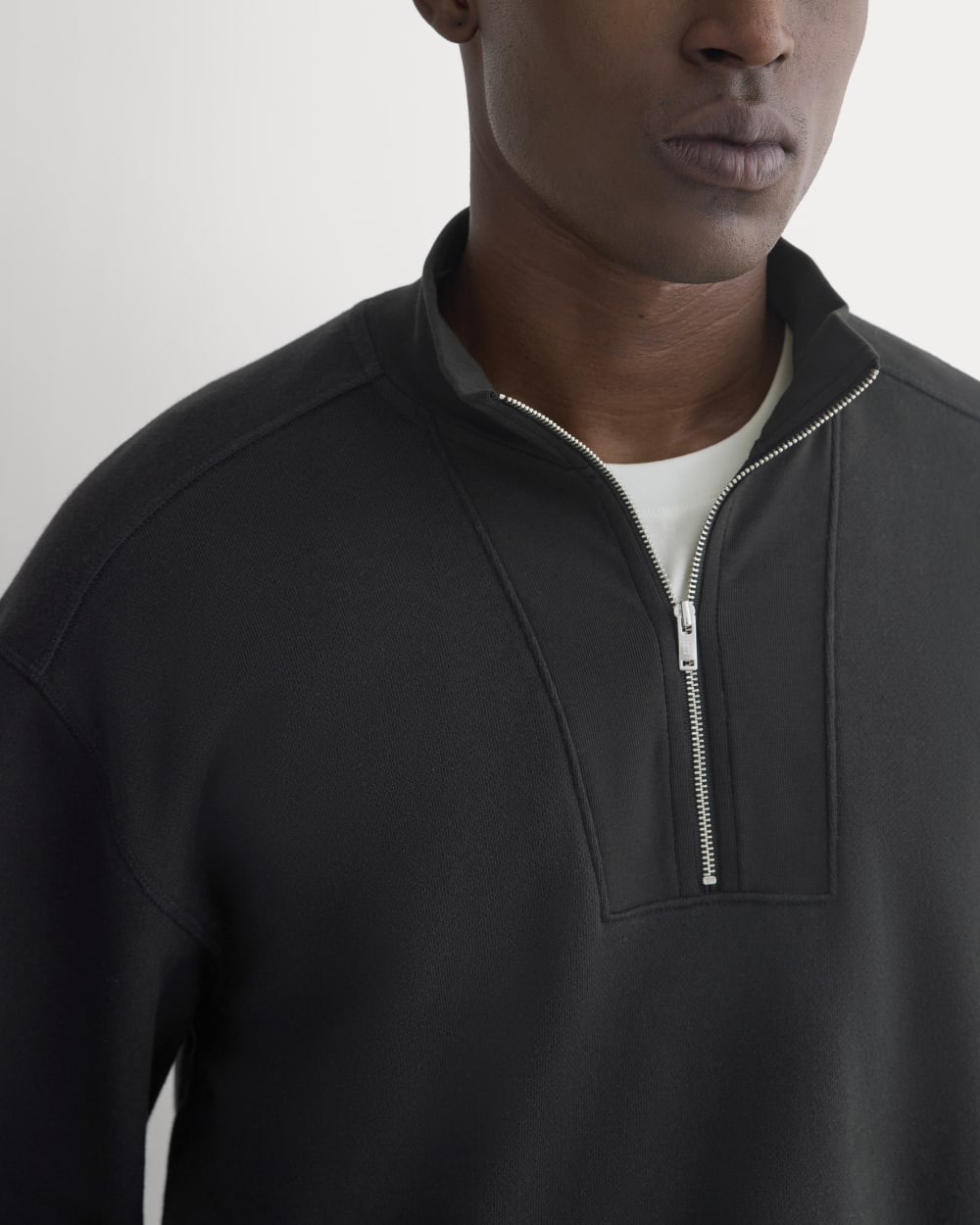 Lightweight Terry Zip Pullover | Black