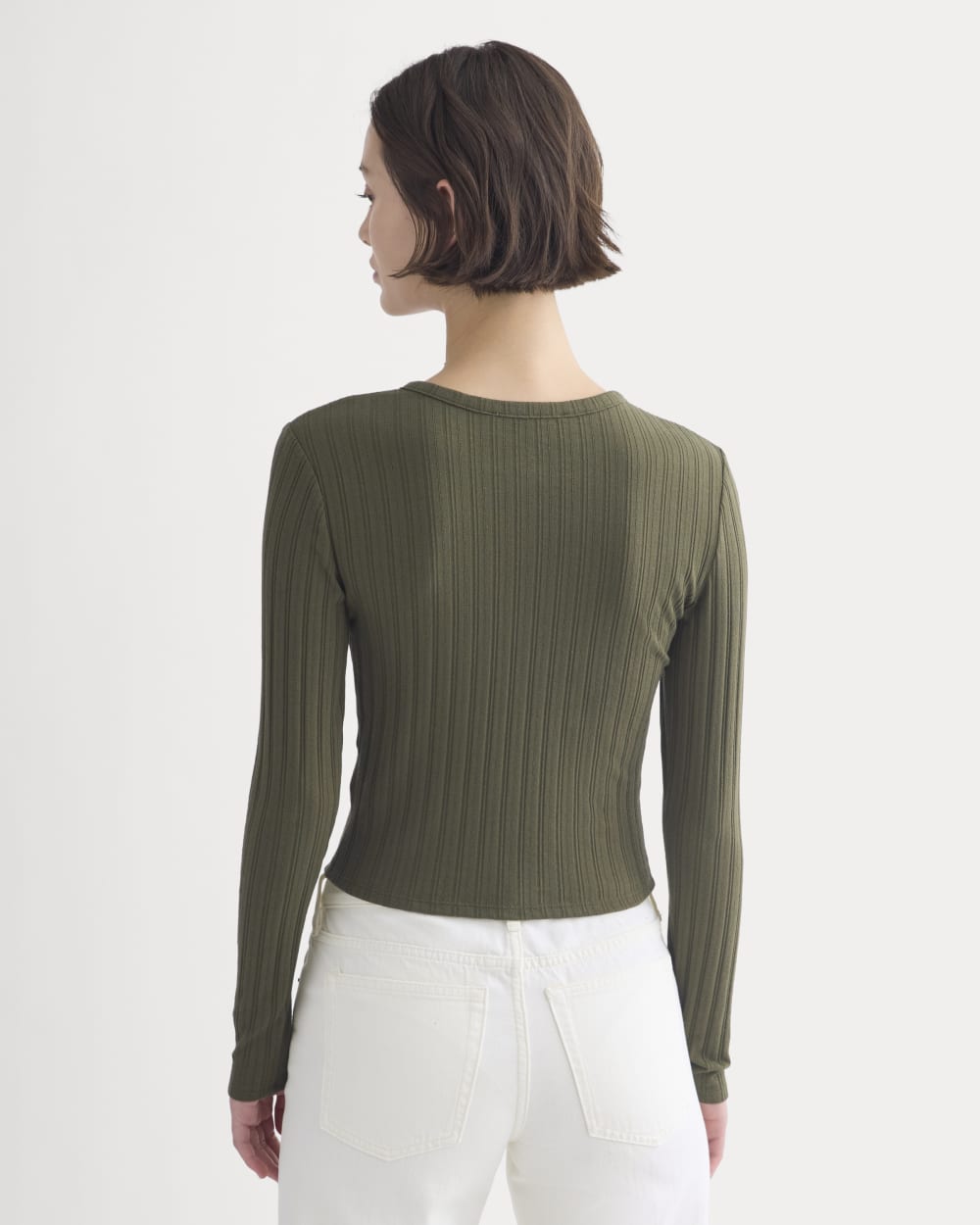 Cardigan in Pointelle | Olive Night