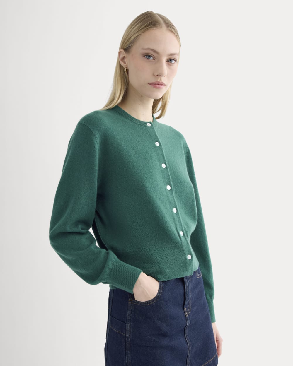 Cashmere Cropped Cardigan | Hunter Green