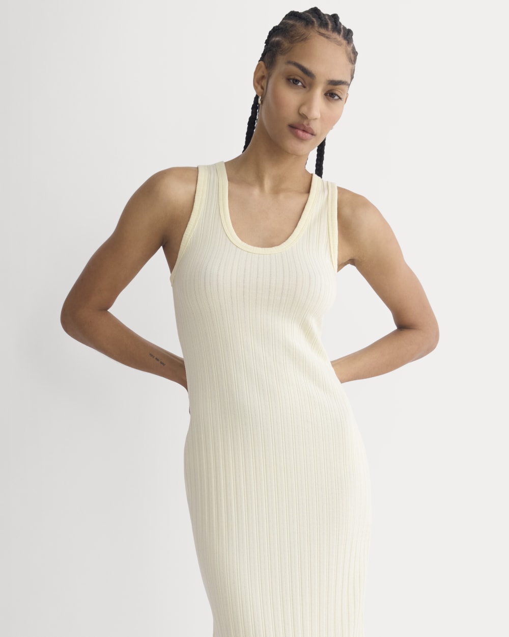 Scoop-Neck Midi Dress in Pointelle Knit | Lemon Icing
