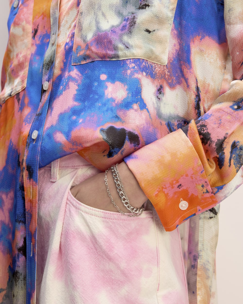 The Everlane x Marques' Almeida Satin Tie-Dye Shirt | Multi Tie-Dye