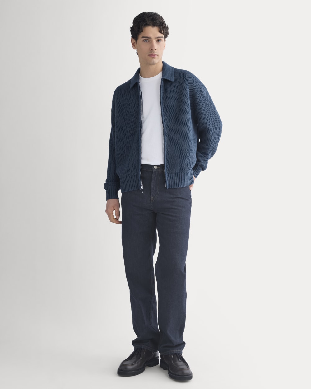 Honeycomb Sweater Jacket | Midnight Navy