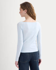 Luxe Rib Boatneck Top | Skywriting