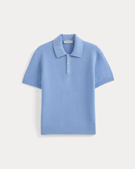 Seed Stitch Polo | Open Air Blue