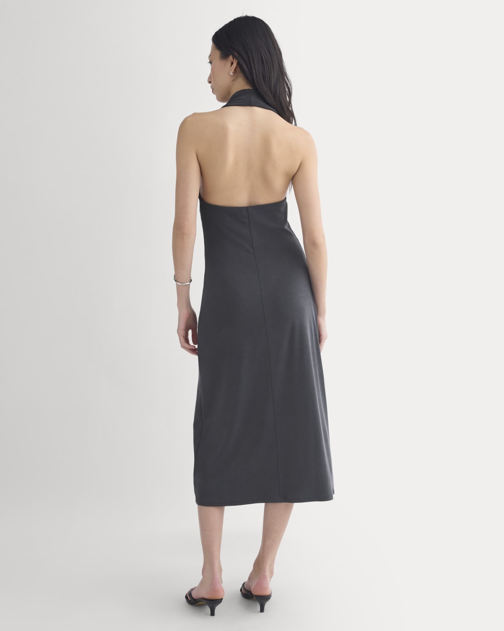 Cowlneck Halter Dress in Butterknit | Black