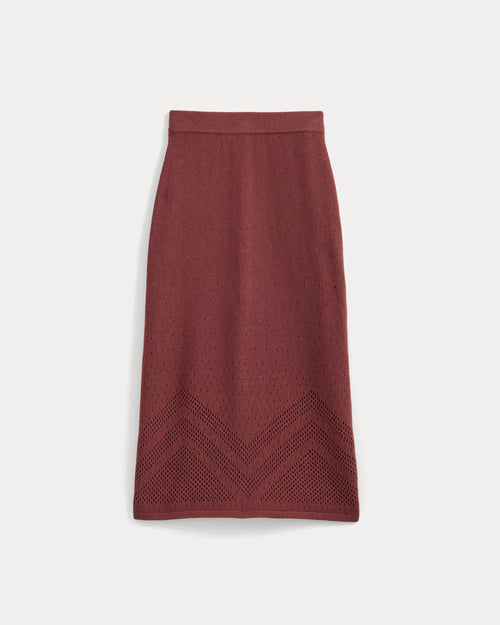 Lace-Knit Maxi Skirt | Henna Red