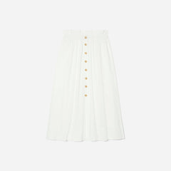 The Easy Button-Front Skirt | White