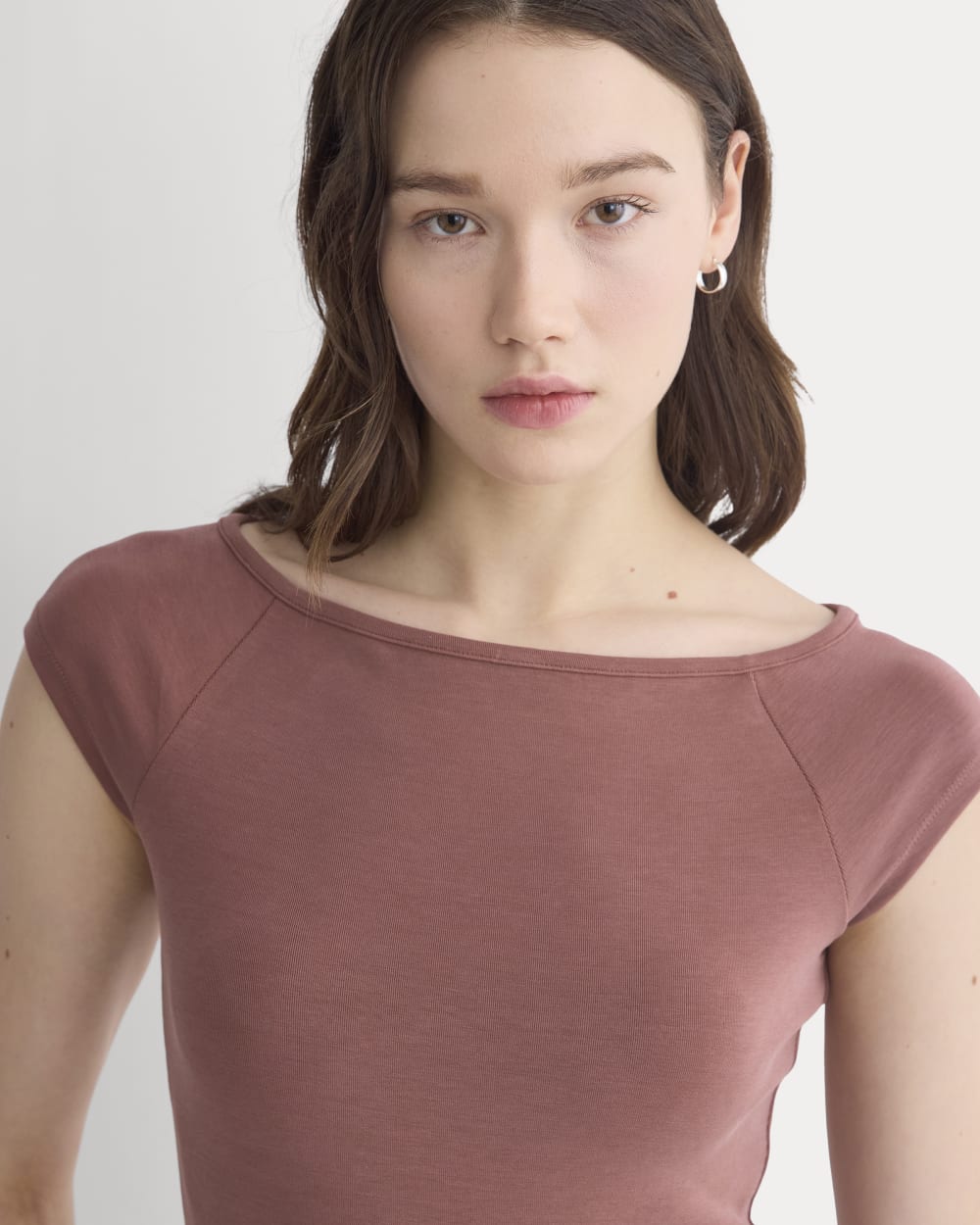 Boatneck Cap-Sleeve Top in Butterknit | Henna Red