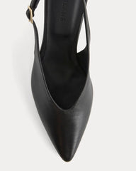 Pointed-Toe Slingback Heel | Black Leather