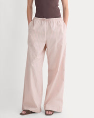 Wide-Leg Drawstring Pant in Washed Poplin | Burnished Lilac/Gardenia
