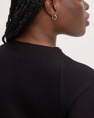 The Ribbed Mock Neck Midi Dress | Black