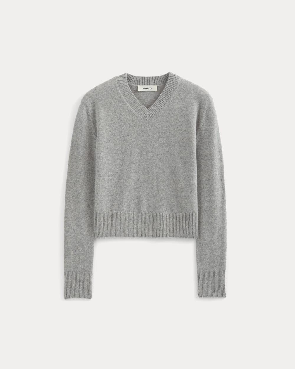 Cashmere Cropped High-V Sweater | Light Heather Grey