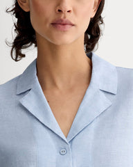 The Notch Shirt in Linen | Light Blue
