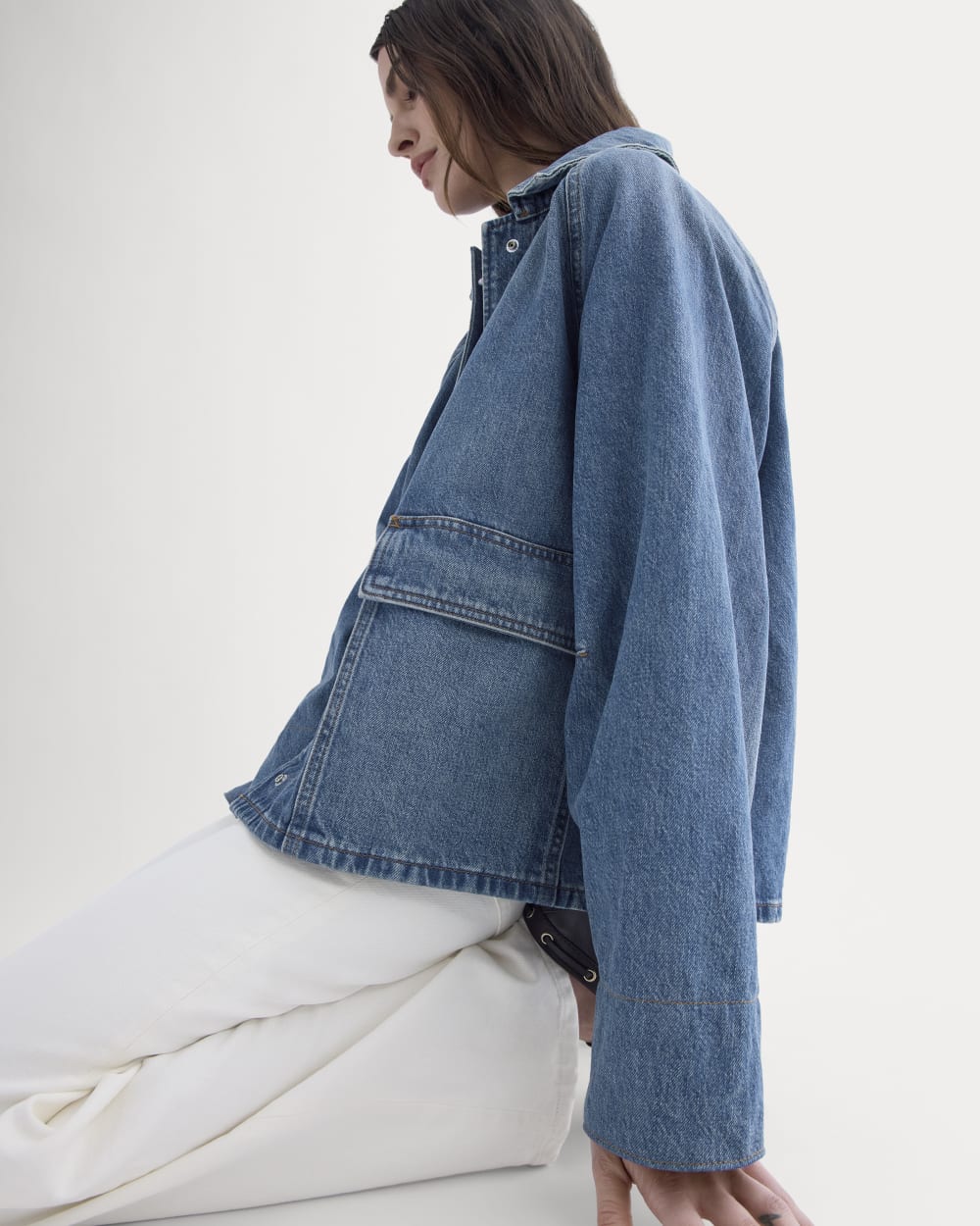 Cropped Denim Jacket | Medium Indigo