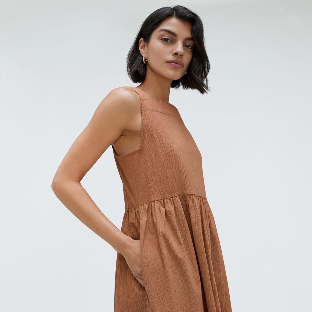 The Seersucker Midi Dress | Tawny Brown