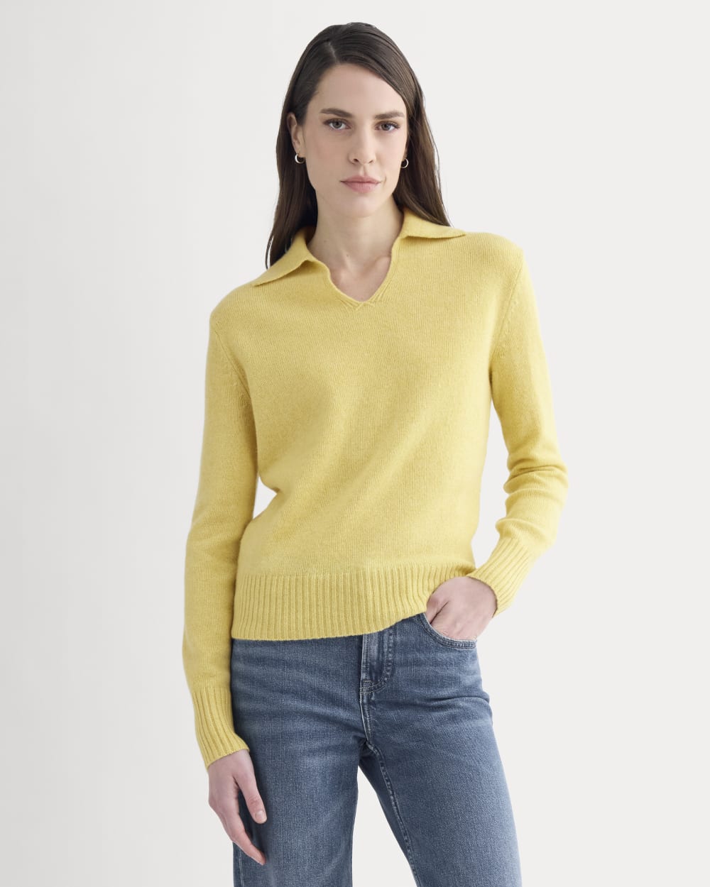 Cashmere Polo Sweater | Double Cream Heather