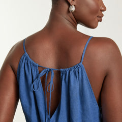 The Linen Shoestring Jumpsuit | Deep Blue