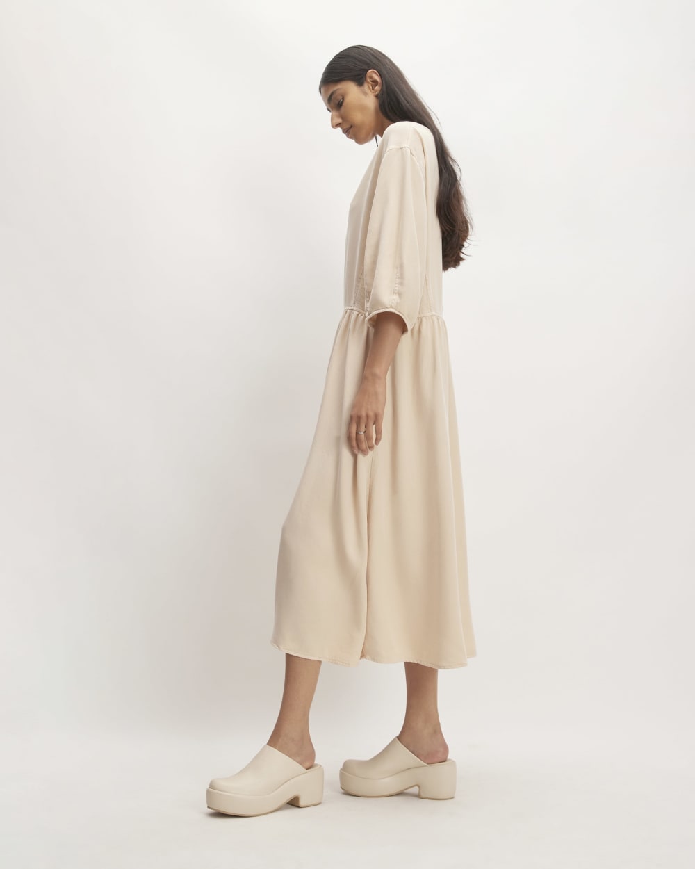 The TENCEL™ Puff-Sleeve Dress | Whisper Pink