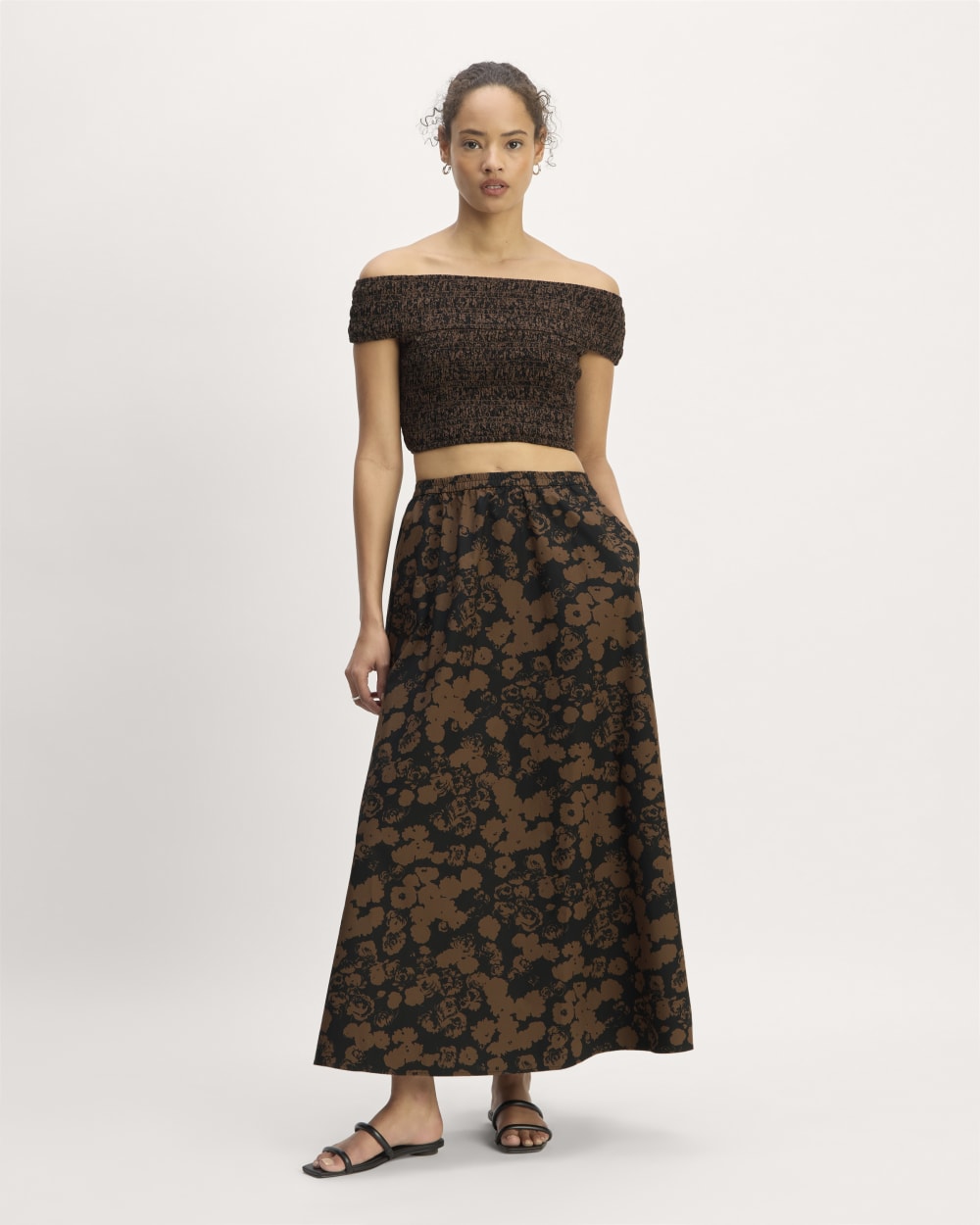 The Gauze Smock Top | Black / Cocoa Small Floral
