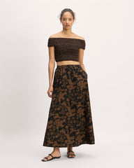The Gauze Smock Top | Black / Cocoa Small Floral