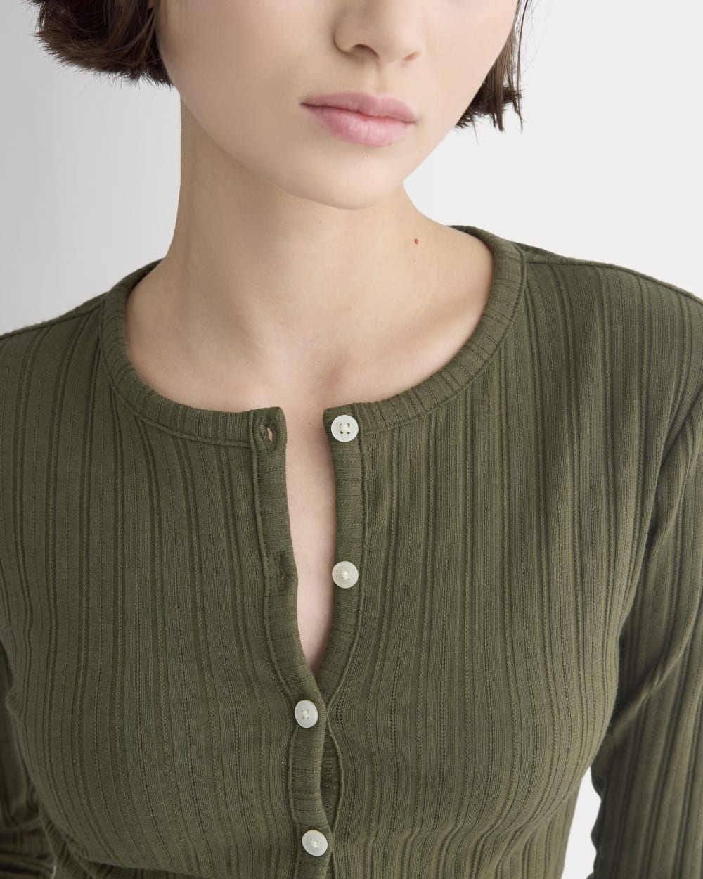 Cardigan in Pointelle | Olive Night