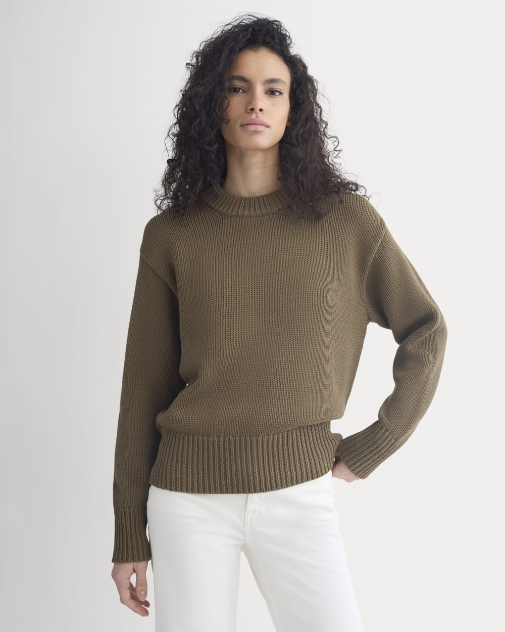 Oversized Cocoon Crew in Elevated Cotton | Beech