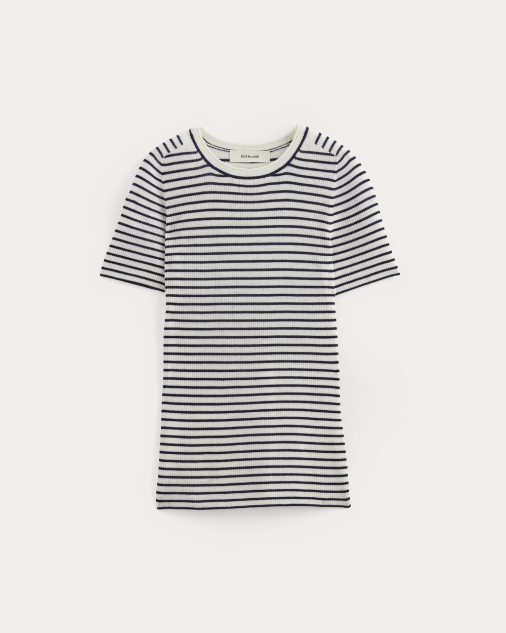 The Sweater Tee in Ultrasoft Merino | Bone/Navy