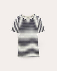 The Sweater Tee in Ultrasoft Merino | Bone/Navy