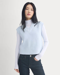 Ribbed V-Neck Vest in Everyday Cotton | Skywriting
