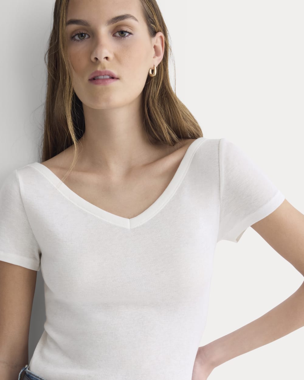 Tissue Short-Sleeve V-Neck Top | Bone