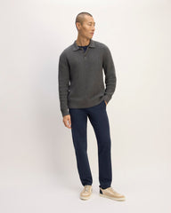 The Cotton Chunky Rib Polo | Heathered Charcoal