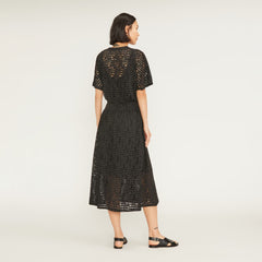 The Eyelet Waisted Dress | Black