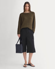 Wide-Neck Crew Sweater in Tape Yarn | Beech
